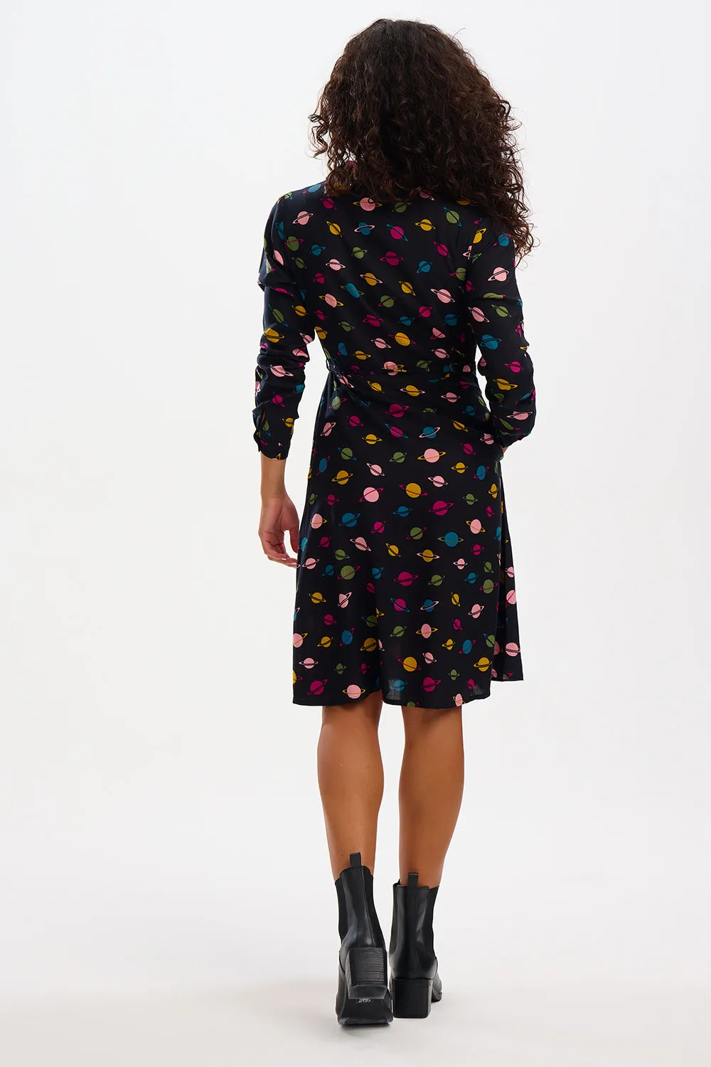 Zadie Shirt Dress - Black. Planet Polka